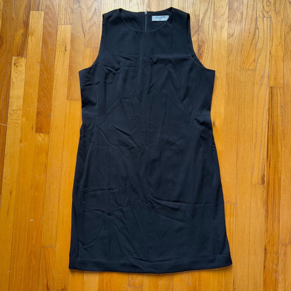 MM.LaFleur Dress Black Sleeveless‎ Shift Pockets Workwear 16 Minimalist Classic
